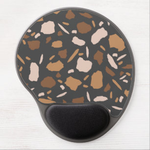 Brown, Beige,  Tan and Gray Terrazzo Marble  Mouse Gel Mouse Pad