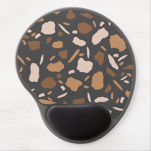 Brown Beige  Tan and Gray Terrazzo Marble  Mouse Gel Mouse Pad