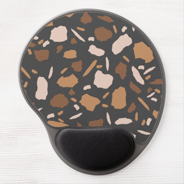 Brown, Beige,  Tan and Gray Terrazzo Marble  Mouse Gel Mouse Pad (Front)