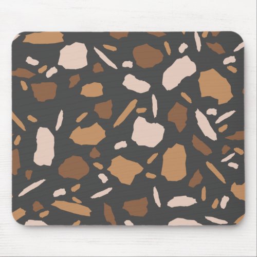 Brown Beige  Tan and Gray Terrazzo Marble  Mouse Pad