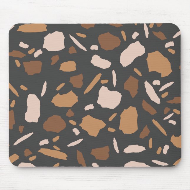 Brown, Beige,  Tan and Gray Terrazzo Marble  Mouse Pad (Front)
