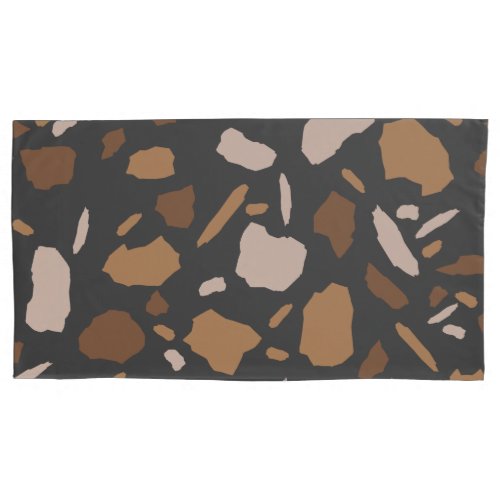 Brown Beige  Tan and Gray Terrazzo Marble  Pillow Case