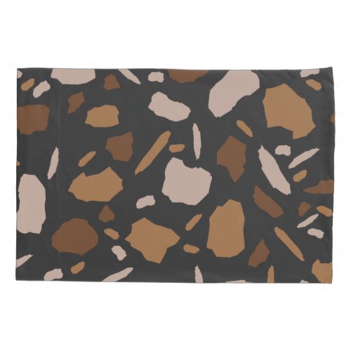 Brown Beige  Tan and Gray Terrazzo Marble  Pillow Case