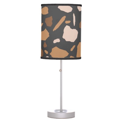 Brown Beige  Tan and Gray Terrazzo Marble  Table Lamp