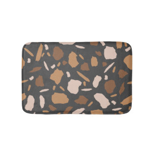 Brown, Beige, Tan and Gray Terrazzo Pattern Bath Mat