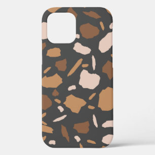 Brown, Beige, Tan and Gray Terrazzo Pattern iPhone 12 Case
