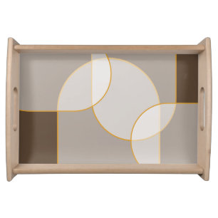 Brown, Beige, Tan & Gold Abstract Arch Pattern Serving Tray