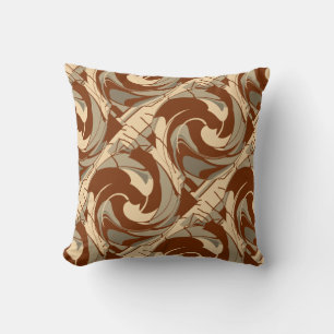 Brown Beige Tan Mediterranean Diagonal Art Print Throw Pillow