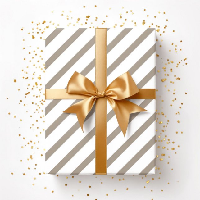 Brown beige Taupe White Stripes Pattern Wrapping Paper (Brown beige Taupe White Stripes Pattern Wrapping Paper)