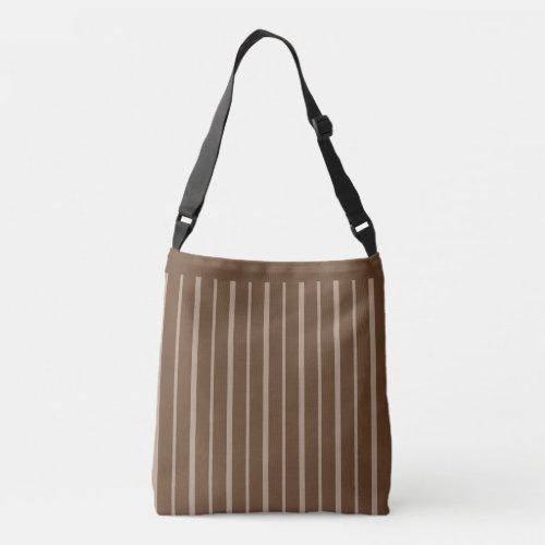 Brown  Beige Vertical Striped Crossbody Bag