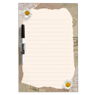 Brown Beige Vintage Scrapbook Lined Notes Dry Erase Board