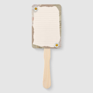 Brown Beige Vintage Scrapbook Lined Notes Hand Fan