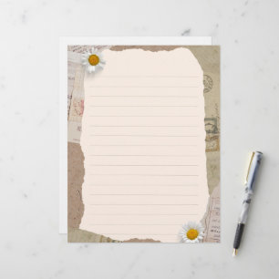 Brown Beige Vintage Scrapbook Lined Notes Letterhead
