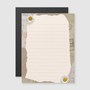 Brown Beige Vintage Scrapbook Lined Notes Magnetic Invitation