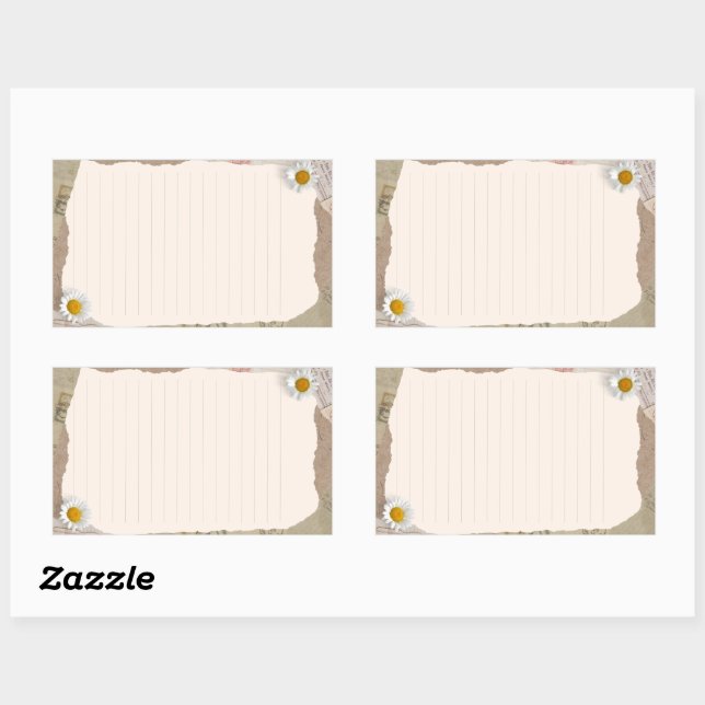 Brown Beige Vintage Scrapbook Lined Notes Rectangular Sticker (Sheet)