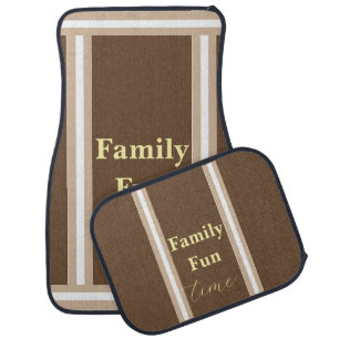 Brown Beige & White Stripe Floor Car Mats