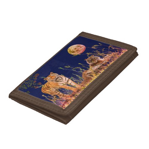 Brown Bengal Tigers Full Moon Trifold Wallet
