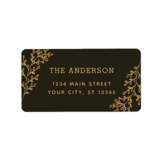 Brown Berry Sprig Foliage Address Label