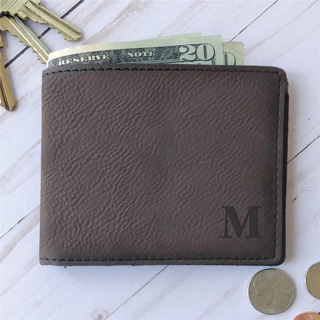 Brown BiFold Monogrammed Leatherette Men's Wallet Zazzle