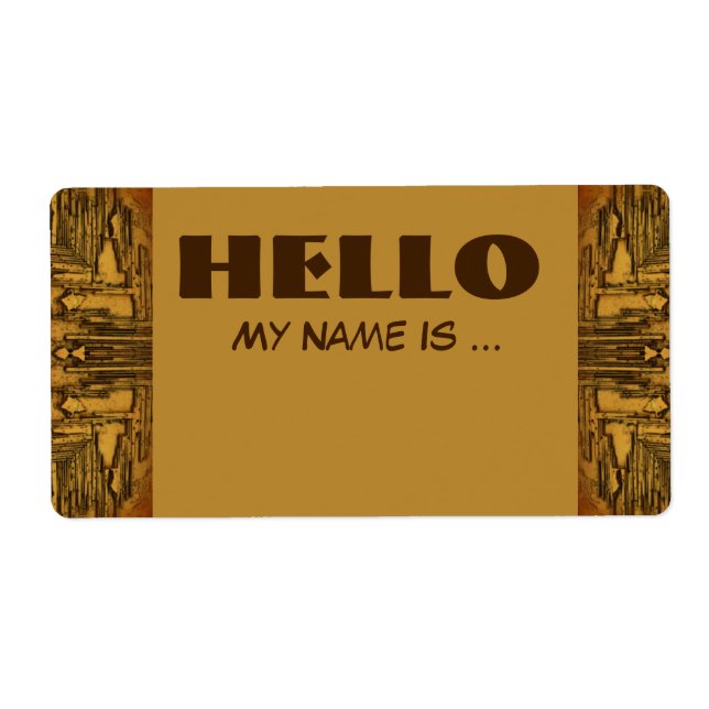 brown biege name badge label (Front)
