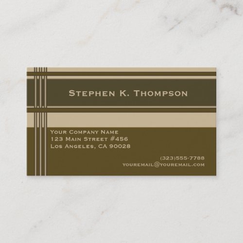 Brown Biege Professional Stripes Block Business Card Template