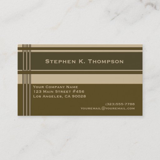 Customizable Brown Biege Professional Stripes Block Business Card Template
