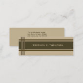 Brown Biege Professional Stripes Block Mini Business Card (Front/Back)