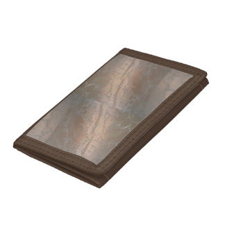 Brown Billfold with Beige Swirl Design Trifold Wallet