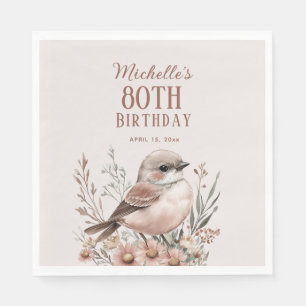 Brown Bird 80th Birthday Napkins