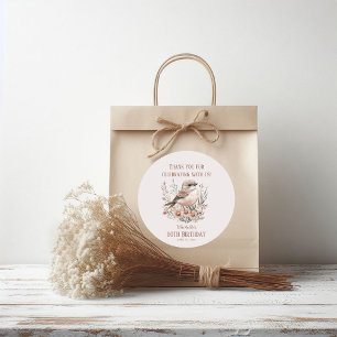 Brown Bird 80th Birthday Thank You Classic Round Sticker