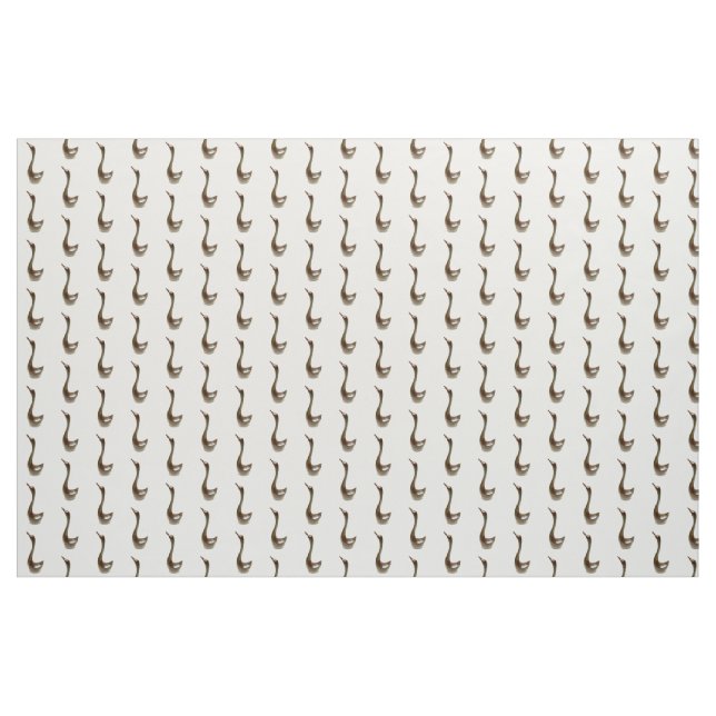 brown bird pattern on white fabric (Yard)