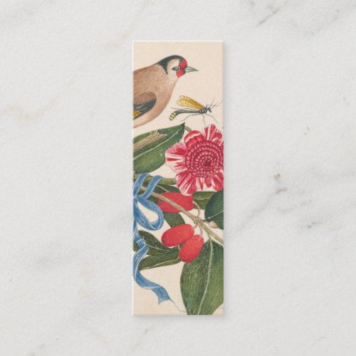 Brown birds carnations and butterflies bookmark mini business card