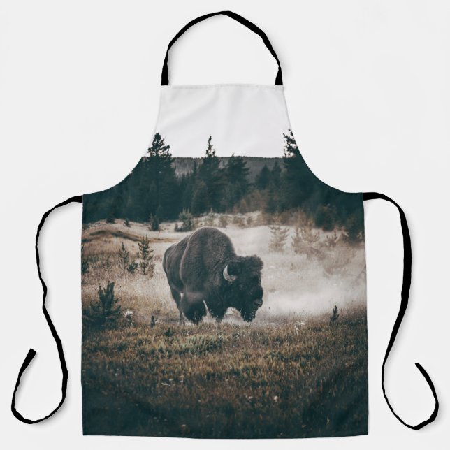 BROWN BISON ON BROWN GRASS FIELD DURING DAYTIME APRON (Front)