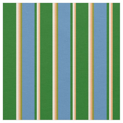 Brown, Bisque, Dark Green, Blue & Green Pattern Fabric