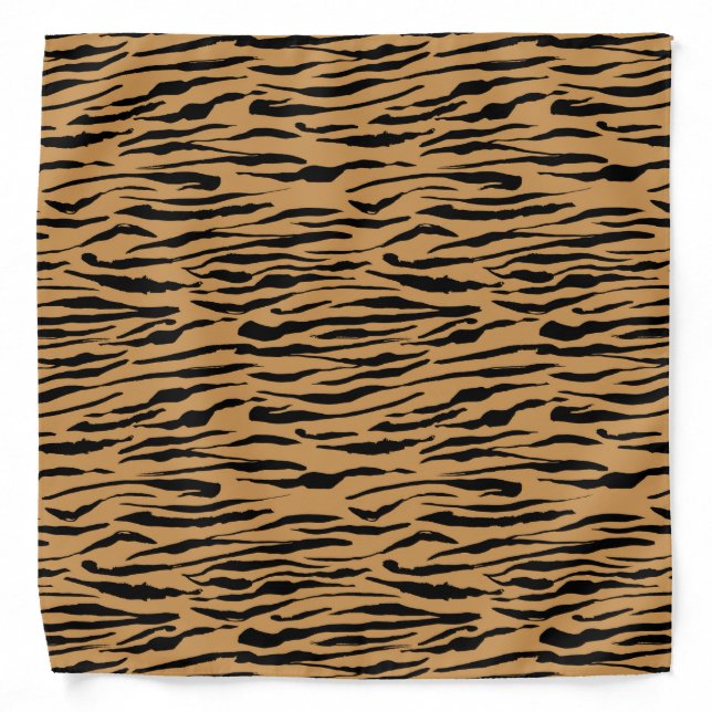 Brown & Black Abstract Animal Fur Pattern Bandana (Front)