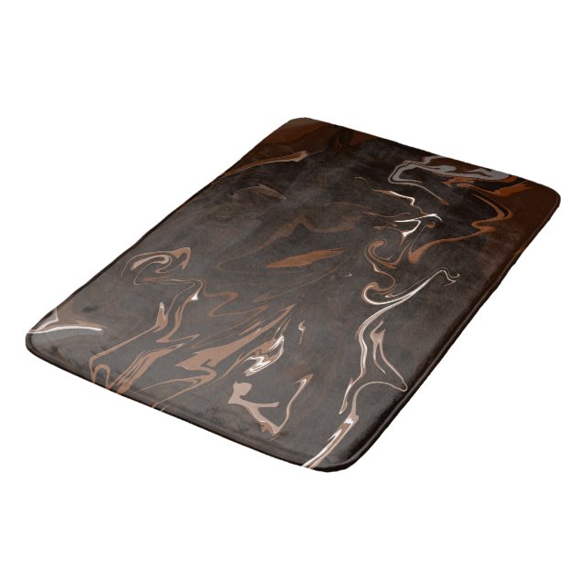 Brown, Black and Gray Swirls Bath Mat (Angled)