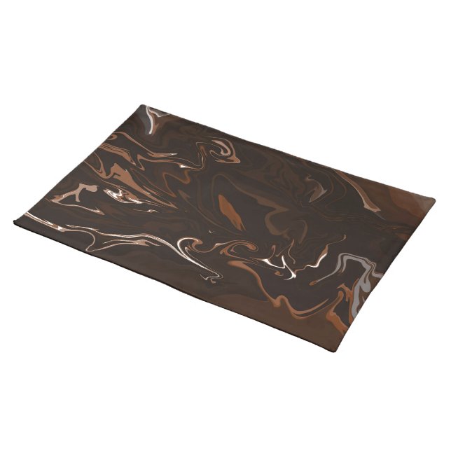 Brown, Black and Gray Swirls Cloth Placemat (On Table)