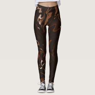 Brown, Black and Gray Swirls Leggings