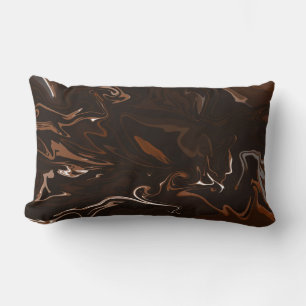 Brown, Black and Gray Swirls Lumbar Pillow