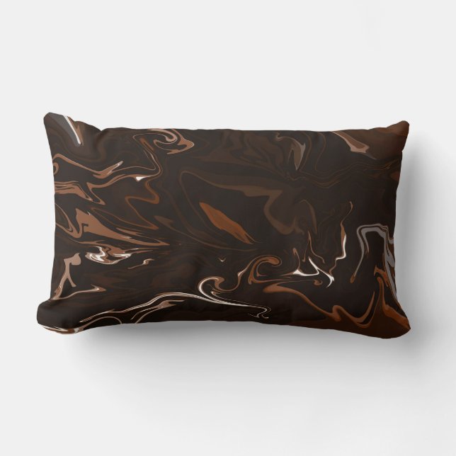 Brown, Black and Gray Swirls Lumbar Pillow (Front)
