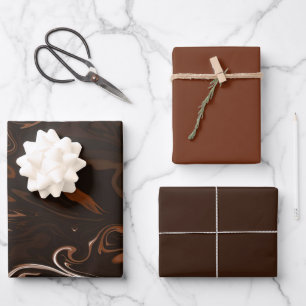 Brown, Black and Gray Swirls  Wrapping Paper Sheets