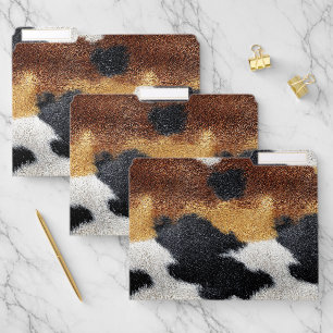 Brown Black and White Cow Fur Texture File Folder