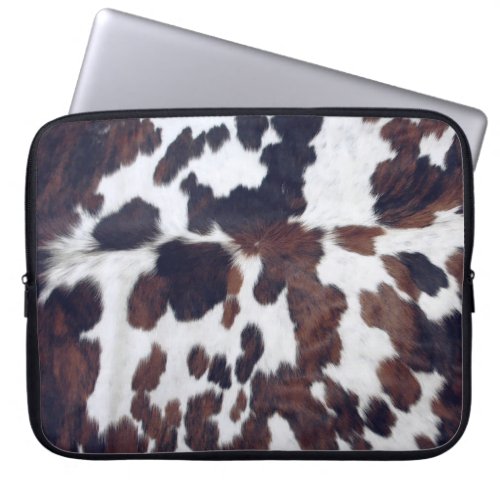 Brown Black and White Cowhide Country Western Laptop Sleeve