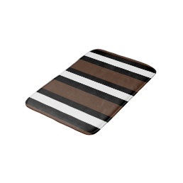 Brown, black and white stripes  bath mat