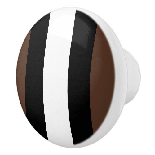 Brown black and white stripes  ceramic knob