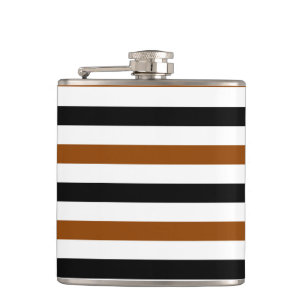 Brown Black and white stripes design Flask