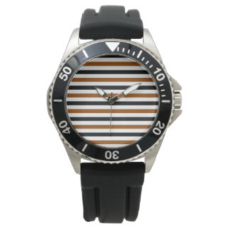 Brown Black and white stripes design Watch