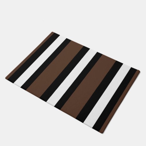 Brown black and white stripes  doormat