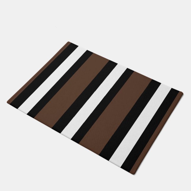 Brown, black and white stripes  doormat (Angled)