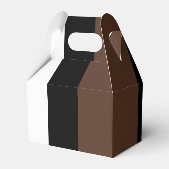 Brown, black and white stripes  favor boxes (Front Side)